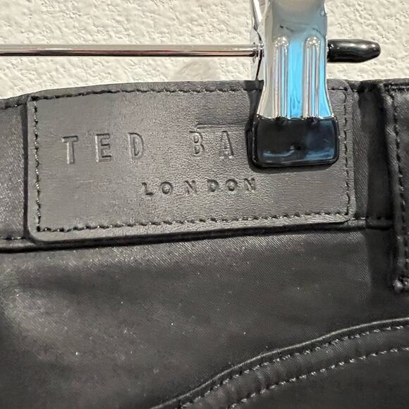 Ted Baker Jeans Pants Womens 34 Black Wet Look Skinny Dark Academia Goth NEW - Picture 9 of 12